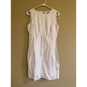 My Michelle White Floral Embroidered Sleeveless Empire Waist Dress Womens 5/6